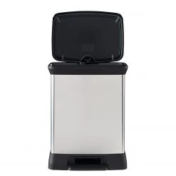 Curver Poubelle Argir - Matière plastique - Argenté / Noir - Hauteur : 51 cm -Poubelles de cuisine Soldes Magasin 1000150476 181219 06534600055 GALLERYIMAGES P000000001000150476