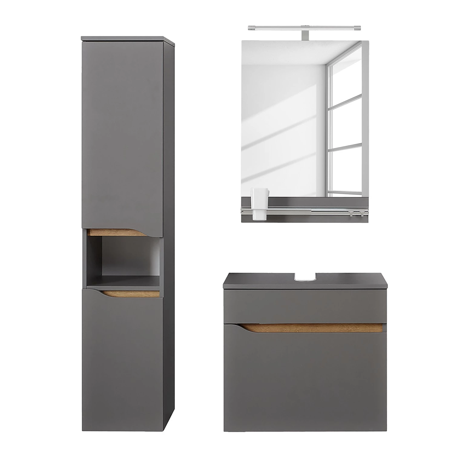 Pelipal Miroir Tiberio - Avec éclairage - Gris quartz mat 6 Pelipal Miroir Tiberio - Avec éclairage - Gris quartz mat – Image 6