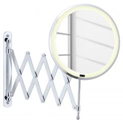 WENKO Miroir mural télescopique LED Barona - Métal / Miroir en verre - Chrome