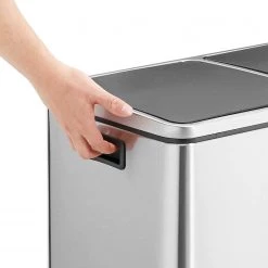 Songmics Poubelle Montferrat I - Acier inoxydable / Polypropylène - Noir -Poubelles de cuisine Soldes Magasin 1000254509 210326 08440900011 DETAILS P000000001000254509