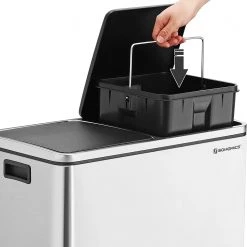 Songmics Poubelle Montferrat I - Acier inoxydable / Polypropylène - Noir -Poubelles de cuisine Soldes Magasin 1000254509 210326 08441000015 DETAILS P000000001000254509