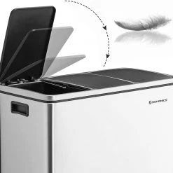 Songmics Poubelle Montferrat II - Acier / Polypropylène - Argenté / Noir -Poubelles de cuisine Soldes Magasin 1000254510 210326 08441100023 DETAILS P000000001000254510