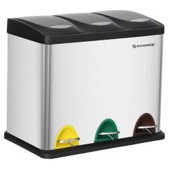 Songmics Poubelle Bosset I - Acier / Polypropylène - Argenté