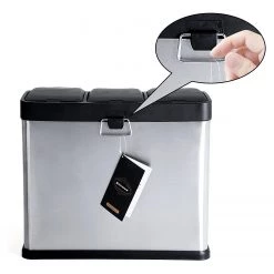 Songmics Poubelle Bosset I - Acier / Polypropylène - Argenté -Poubelles de cuisine Soldes Magasin 1000254546 210326 08443000198 DETAILS P000000001000254546