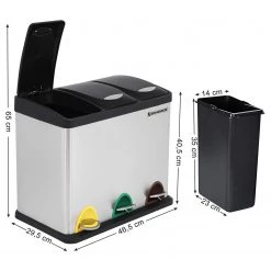 Songmics Poubelle Bosset I - Acier / Polypropylène - Argenté -Poubelles de cuisine Soldes Magasin 1000254546 210326 08443100199 DETAILS P000000001000254546