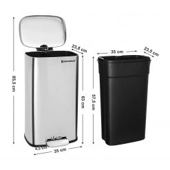 Songmics Poubelle Milizac II - Acier / Polypropylène - Argenté -Poubelles de cuisine Soldes Magasin 1000254562 210326 08444200292 DETAILS P000000001000254562