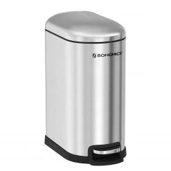 Songmics Poubelle Milizac III - Acier / Matière plastique - Noir / Blanc