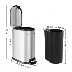 Songmics Poubelle Milizac III - Acier / Matière plastique - Noir / Blanc -Poubelles de cuisine Soldes Magasin 1000254569 210326 08444400310 DETAILS P000000001000254569
