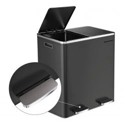 Songmics Poubelle Montferrat III - Acier / Matière plastique - Noir -Poubelles de cuisine Soldes Magasin 1000255003 210326 08452300671 DETAILS P000000001000255003