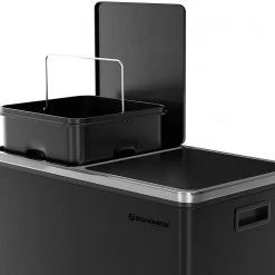 Songmics Poubelle Montferrat III - Acier / Matière plastique - Noir -Poubelles de cuisine Soldes Magasin 1000255003 210326 08452300672 DETAILS P000000001000255003