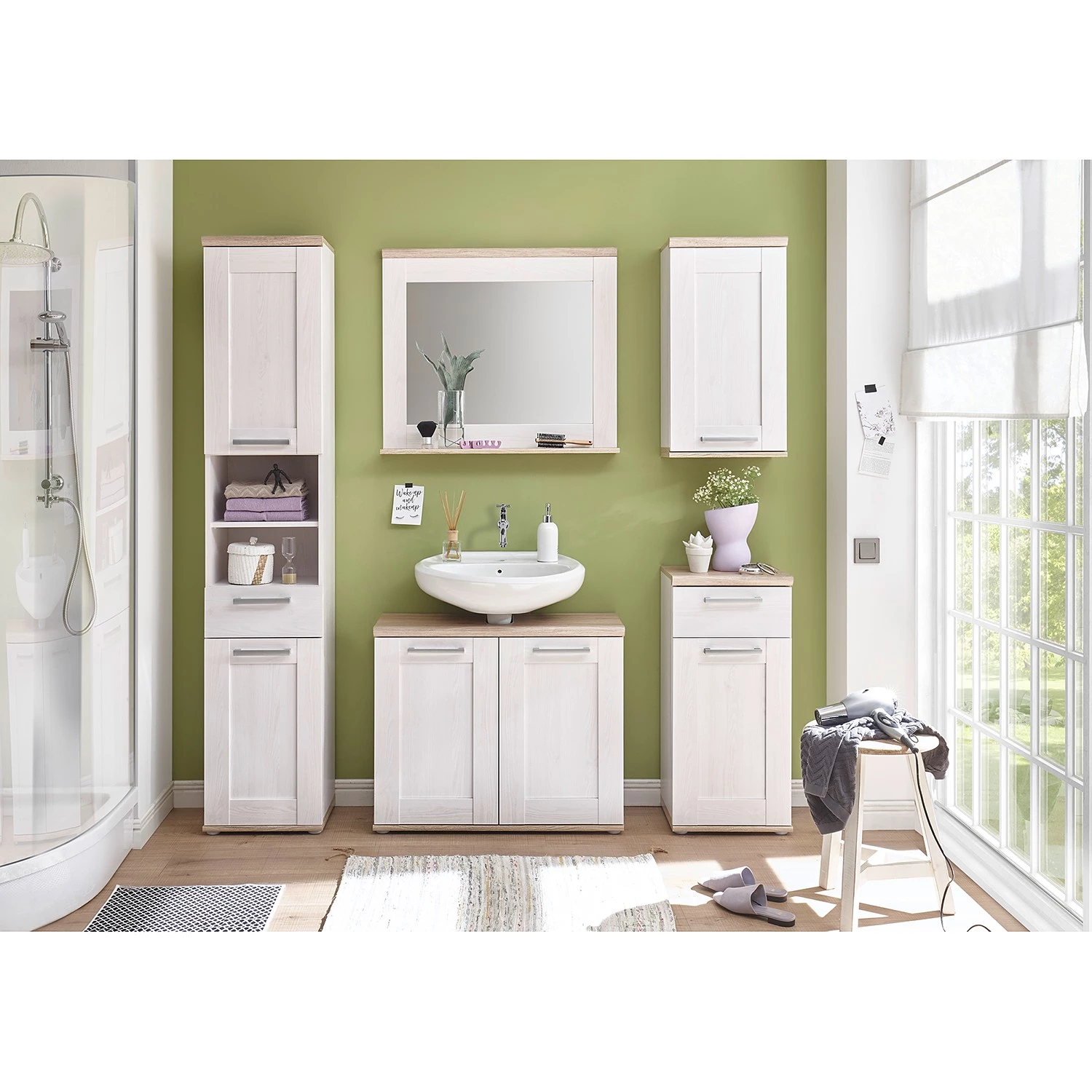 Ridgevalley Miroir Saltvik - Imitation mélèze de Sibiu / Imitation chêne Sanremo clair 2 Ridgevalley Miroir Saltvik - Imitation mélèze de Sibiu / Imitation chêne Sanremo clair – Image 2