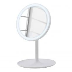 WENKO Miroir grossissant Turro - Acier inoxydable / Matière plastique ABS - Blanc