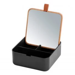 WENKO Rangement avec miroir Bovisa - Acier inoxydable / ABS - Noir