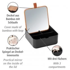 WENKO Rangement avec miroir Bovisa - Acier inoxydable / ABS - Noir -Poubelles de cuisine Soldes Magasin 1000271216 210608 11243500783 DETAILS P000000001000271216