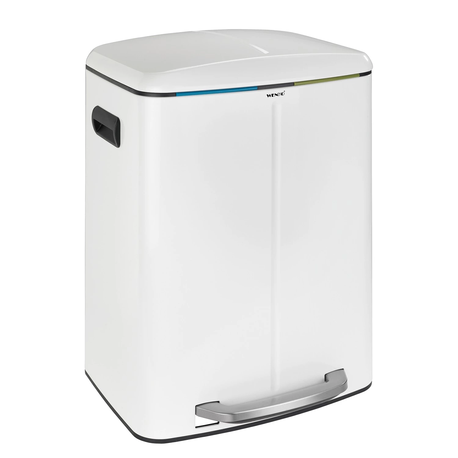WENKO Poubelle Easy-Close Primo - Acier - Contenance : 40 L - Blanc 2 WENKO Poubelle Easy-Close Primo - Acier - Contenance : 40 L - Blanc – Image 2
