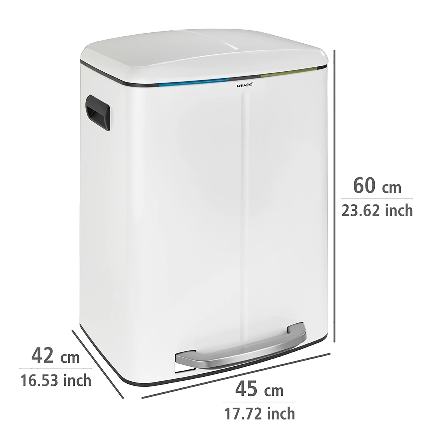 WENKO Poubelle Easy-Close Primo - Acier - Contenance : 40 L - Blanc 7 WENKO Poubelle Easy-Close Primo - Acier - Contenance : 40 L - Blanc – Image 7