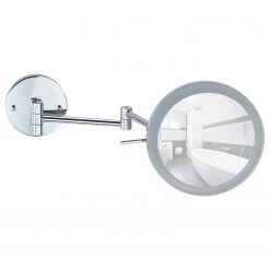 WENKO Miroir grossissant lumineux mural Aura - Grossissement x5 - Chrome -Poubelles de cuisine Soldes Magasin 1000287127 210827 13301000033 DETAILS P000000001000287127