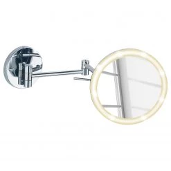 WENKO Miroir grossissant lumineux mural Aura - Grossissement x5 - Chrome
