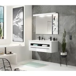 Roomscape Miroir Farson II - Avec éclairage - Blanc brillant -Poubelles de cuisine Soldes Magasin 1000305910 211118 06511000063 MOOD DETAILS P000000001000305910 mood