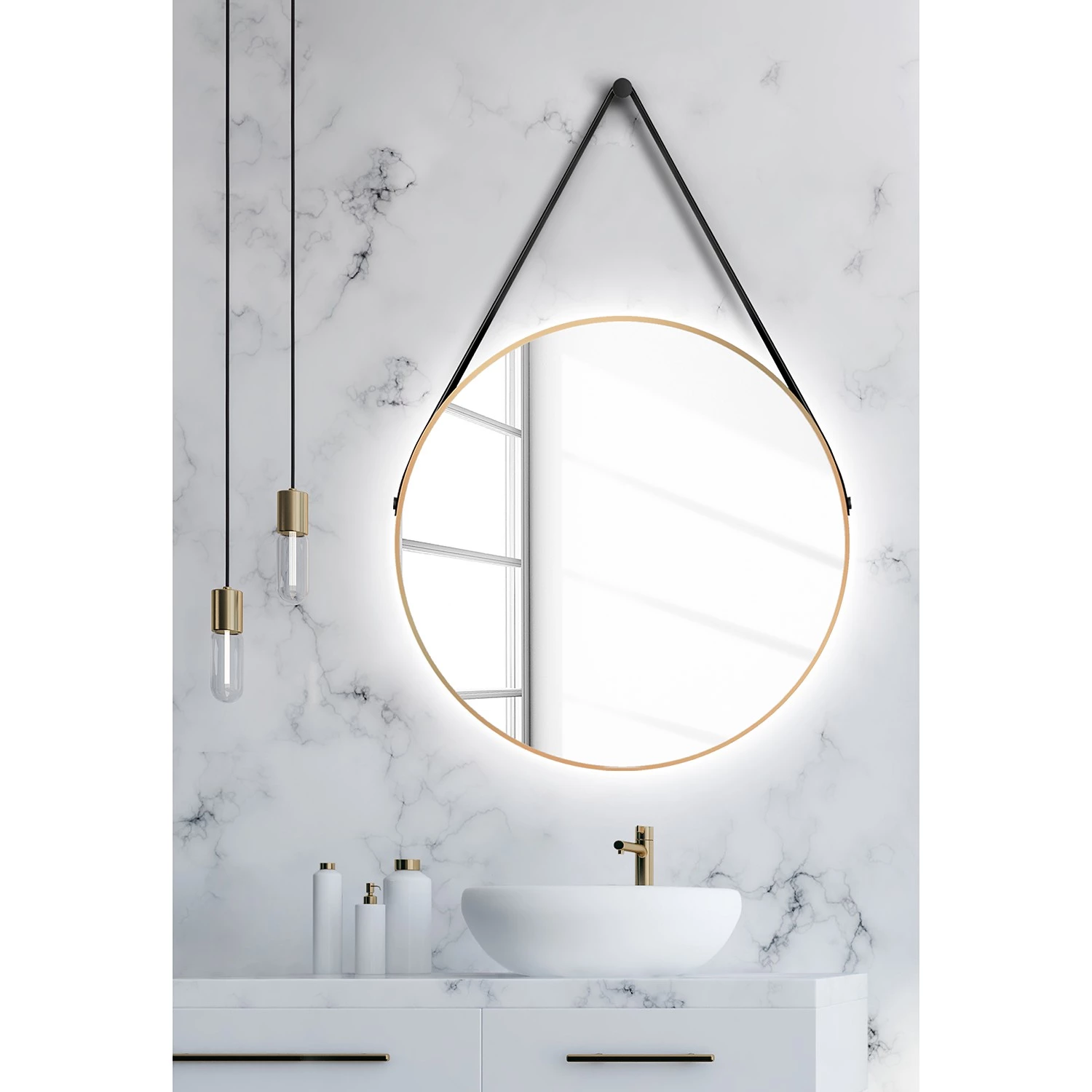 Giessbach Miroir Talos II - Aluminium - Doré - Avec éclairage 2 Giessbach Miroir Talos II - Aluminium - Doré - Avec éclairage – Image 2