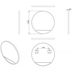 Giessbach Miroir Talos III - Aluminium - Noir - Largeur : 80 cm - Sans éclairage -Poubelles de cuisine Soldes Magasin 1000335700 220222 500 SKETCH DETAILS P000000001000335700 sketch