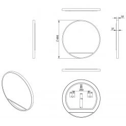 Giessbach Miroir Talos III - Aluminium - Noir - Largeur : 60 cm - Avec éclairage -Poubelles de cuisine Soldes Magasin 1000335702 220222 500 SKETCH DETAILS P000000001000335702 sketch