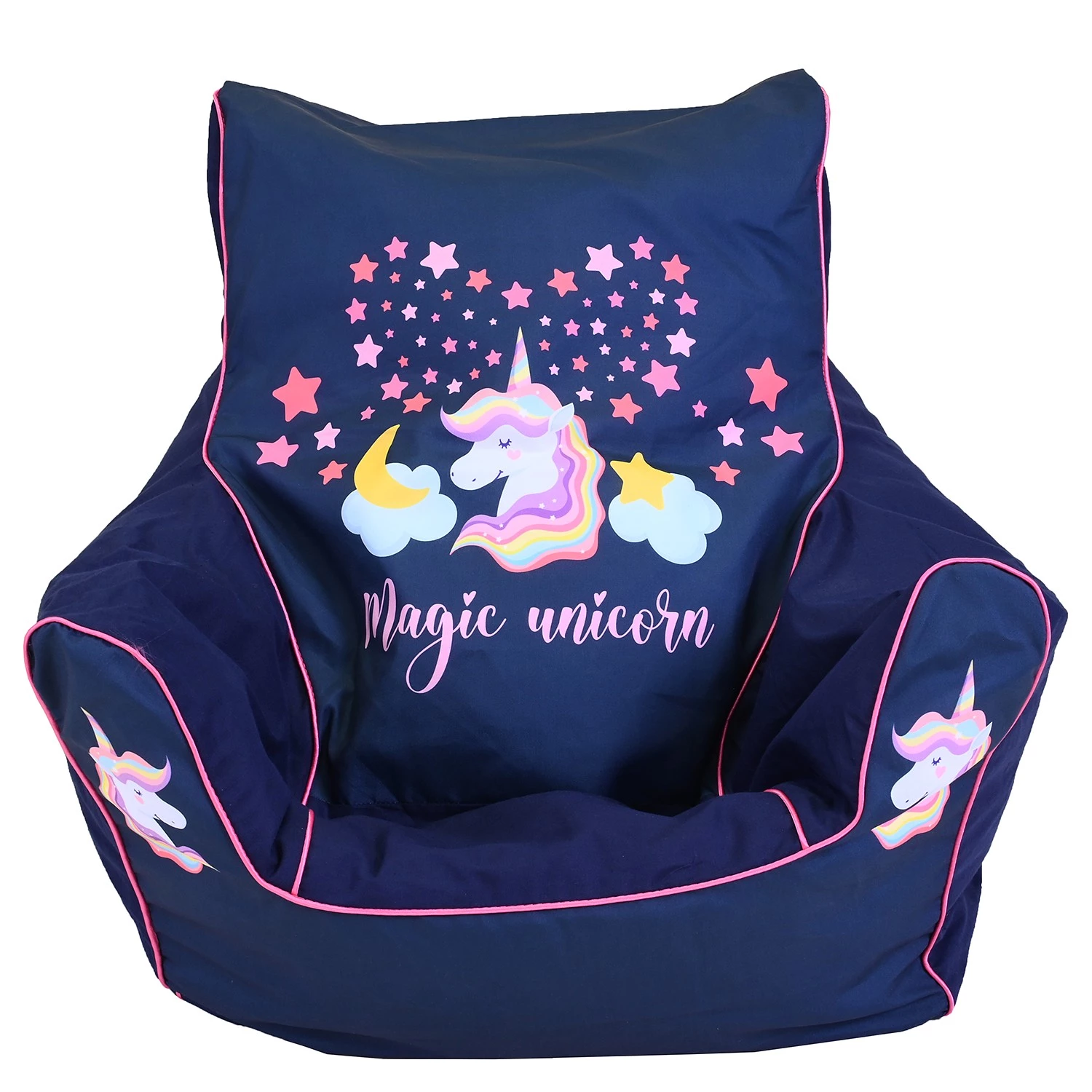 Knorrtoys Pouf enfant Magic Unicorn - Tissu - Bleu foncé / Rose 2 Knorrtoys Pouf enfant Magic Unicorn - Tissu - Bleu foncé / Rose – Image 2
