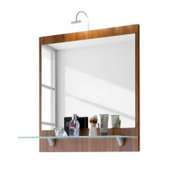 Posseik Miroir de salle de bain Arizona - Imitation noyer - Blanc